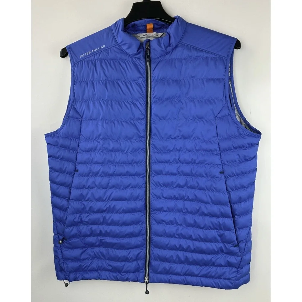 Peter Millar Hyperlight Quilted Puffer Vest Mens Large Blue Full Zip Crown Sport - Picture 5 of 13